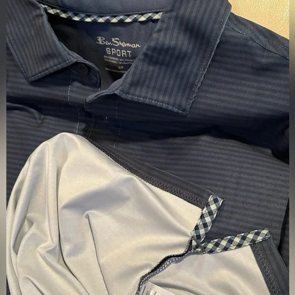 New Ben Sherman Navy Striped Polo / Golf Performance Shirt - Size Small 🇬🇧 - Picture 6 of 10